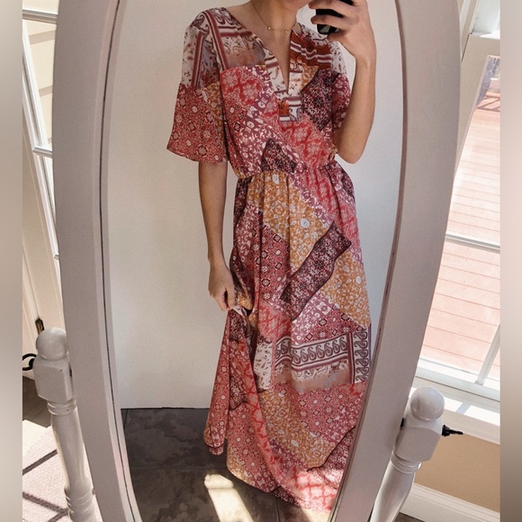 NWT BCBGeneration Pink Bandanna Paisley Printed Maxi Dress - Picture 3 of 9